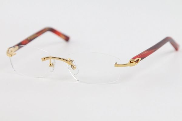 popular c decoration 18k gold frame glasses rimless women men silver frames glasses eyeglasses red plank driving eyewear